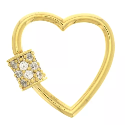 Cierre corazón a atornillar óxido de zirconio 20x21 mm - Dorado - Crystal x1