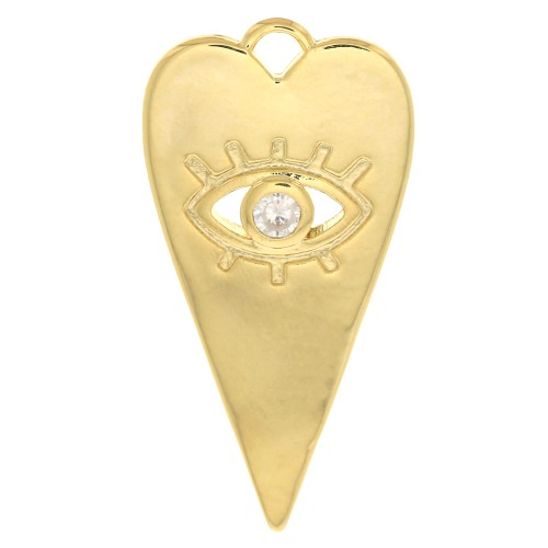 Colgante corazón con motivo ojo óxido de zirconio 22x11 mm - Dorado - Crystal x1