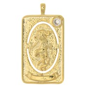 Colgante tarjeta de tarot - El mundo - con  óxido de zirconio 34x18 mm - Dorado - Crystal x1|raw }}