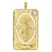 Colgante tarjeta de tarot - El mundo - con  óxido de zirconio 34x18 mm - Dorado - Crystal x1