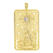 Colgante tarjeta de tarot - Estrella - con  óxido de zirconio 34x18 mm - Dorado - Crystal x1|raw }}