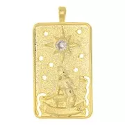 Colgante tarjeta de tarot - Estrella - con  óxido de zirconio 34x18 mm - Dorado - Crystal x1