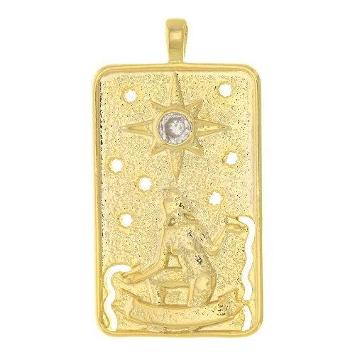 Colgante tarjeta de tarot - Estrella - con  óxido de zirconio 34x18 mm - Dorado - Crystal x1