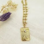 Colgante tarjeta de tarot - Estrella - con  óxido de zirconio 34x18 mm - Dorado - Crystal x1