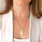 Colgante tarjeta de tarot - Estrella - con  óxido de zirconio 34x18 mm - Dorado - Crystal x1