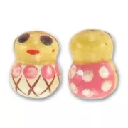 Muñeca miniatura de madera 16 mm Rosa x1