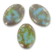 Olivas planas 20x14 mm Turquoise Picasso x5|raw }}