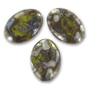 Olivas planas 20x14 mm Opaque Olivine Picasso x5