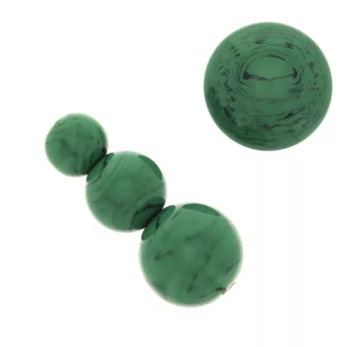 Surtido 26 cuentas redondas de 6-8-10mm y 2 cabujones de resina opaca Malachite