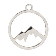Dije ronde évidée motif montagnes 15 mm - Acero inoxidable 316L x1|raw }}