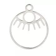 Colgante redondo calado estampado ojo 17x14 mm - Acero inoxidable x1