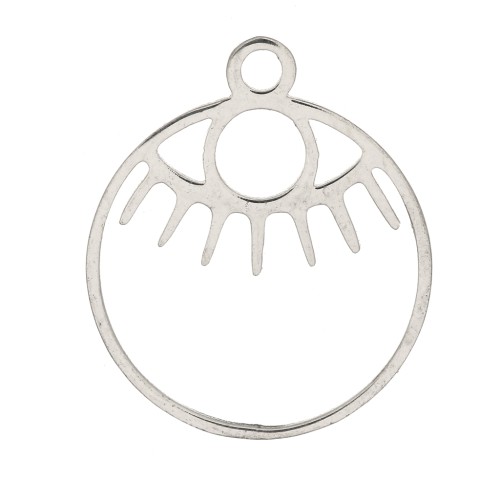 Colgante redondo calado estampado ojo 17x14 mm - Acero inoxidable x1