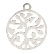 Colgante redondo calado con motivo árbol de la vida 17x14 mm - Acero inox x 1