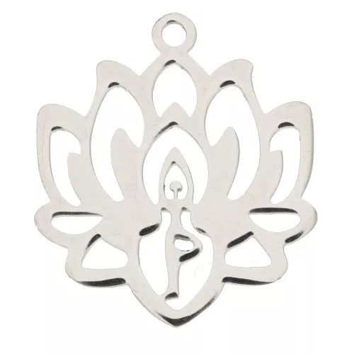 Colgante Flor de Loto calado 21x19 mm - Acero inoxidable x1