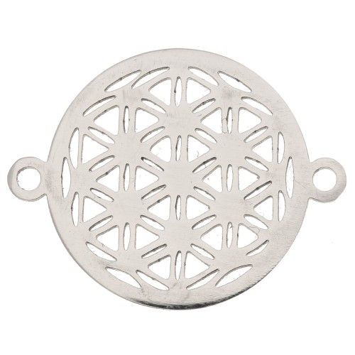 Entrepieza rond calada motif Fleur de vie 17 mm- Acero inoxidable x1