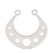 Entrepieza demi-luna pour collier motifs étoiles 19x20 mm- Acero inoxidable x1