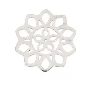 Entrepieza rosetón fleur calada 14 mm- Acero inoxidable x1