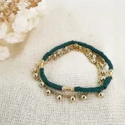 Cuentas tubos con estampados 9x3.5 mm - Dorado con oro fino x5