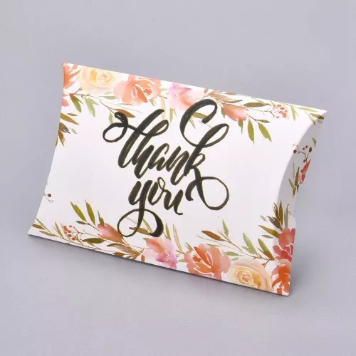 Cajita para detalles de cartón Thank you estampado flor 12.5x8x2cm Multicolore x1