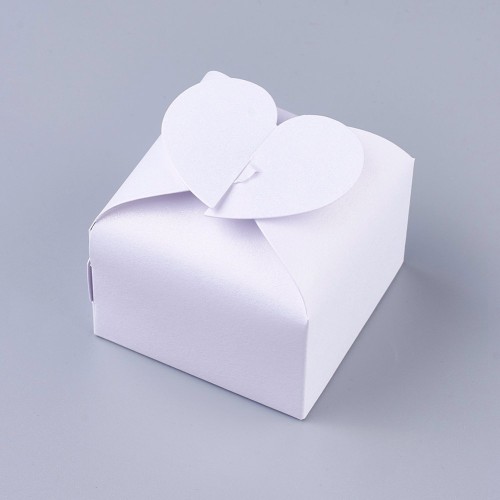 Caja de regalo DIY corazón 6x6x4.5 cm - Blanco con lentejuelas x5