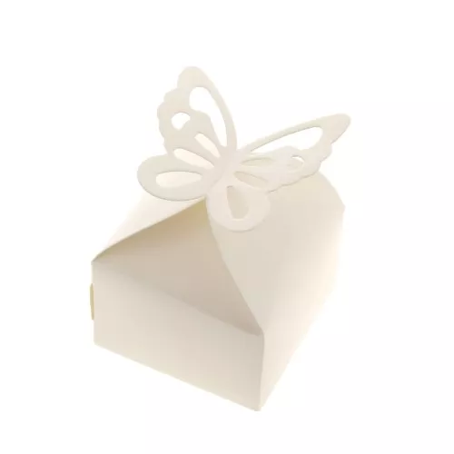 Caja de regalo DIY mariposa 6x6x4 cm - Ecru pailleté x5