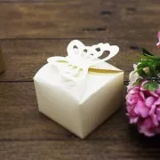 Caja de regalo DIY mariposa 6x6x4 cm - Ecru pailleté x5