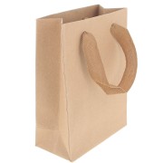 Bolsa de regalo kraft con asas de nilón trenzado 16x12x6 cm - Marrón x1