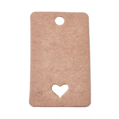 Etiquetas rectangulares de cartón 50x30 mm - estampado corazón - Kraft x100