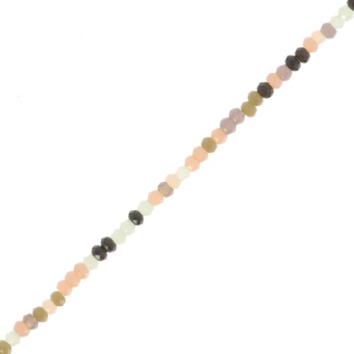 Cuentas redondas facetadas aplanadas 2,5x1,5 mm Negro - Verde - Salmón x3cm