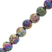 Cuentas Redondas De Piedras De Lava teñida 4mm- Irisé x20