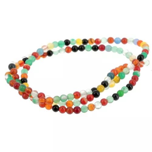 Cuentas Redondas 3 mm ágata tintada - Multicolore x37cm