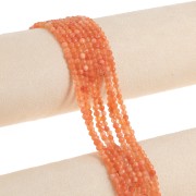 Cuentas Redondas facetadas 3 mm piedra gema ágata tintada - Sable x37cm