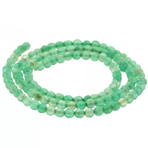 Cuentas Redondas facetadas 3 mm piedra gema ágata tintada - Vert x37cm