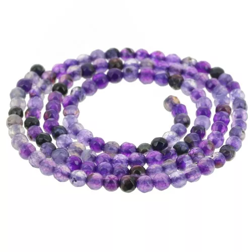 Cuentas Redondas facetadas 3 mm piedra gema ágata tintada - Violet x36cm