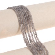 Cuentas Redondas facetadas 3 mm piedra gema ágata tintada - Taupe x37cm