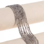 Cuentas Redondas facetadas 3 mm piedra gema ágata tintada - Taupe x37cm