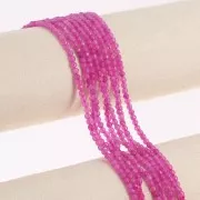 Cuentas Redondas facetadas 3 mm piedra gema ágata tintada - Magenta x36cm