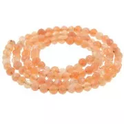 Cuenta redonda facetada 3 mm gema Agata Tintada - Naranja x36cm