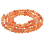 Cuentas redondas facetadas de 3,5 mm de ágata — Naranja, 37 cm