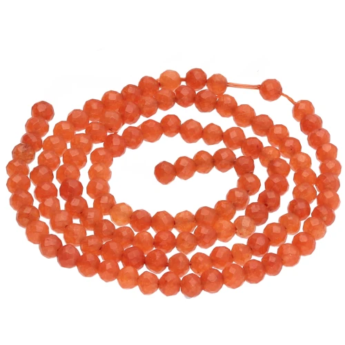 Cuentas redondas facetadas de 3,5 mm de ágata — Naranja, 37 cm