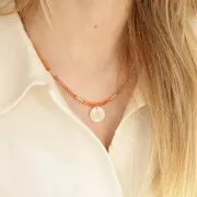 Cuentas redondas facetadas de 3,5 mm de ágata — Naranja, 37 cm