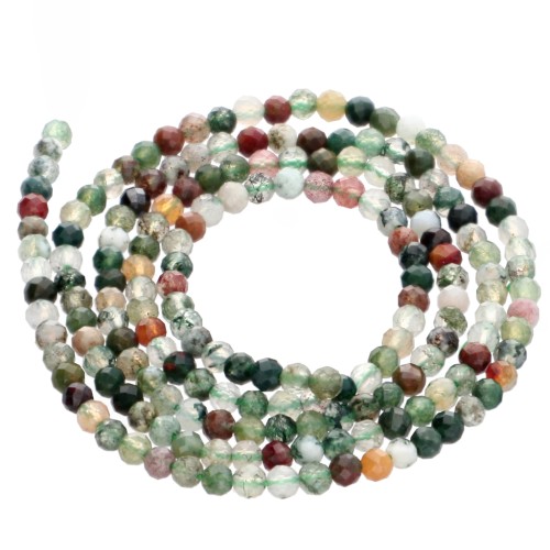 Cuentas redondas facetadas de 2,5 mm de piedra preciosa - Ágata verde x 39 cm
