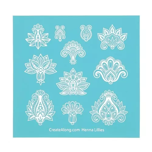Silk Screen para arcilla polimérica 121x125 mm - Motif Henna Lillies x1