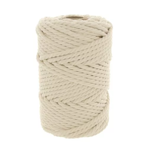 Bobina de cordón de algodón para macrame 5 mm Crudo x 50m