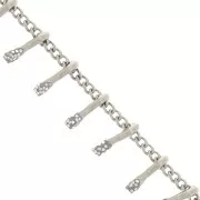 Cadena eslabón pulsera - resina epoxi 6 mm - Gris letenjuelas - Acero inox x90cm