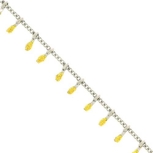 Cadena eslabón pulsera - resina epoxi 6mm - Amarillo lentejuelas Acero inox x90cm