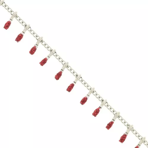 Cadena eslabón pulsera - resina epoxi 6 mm - Rojo lentejuelas - Acero inox x90cm