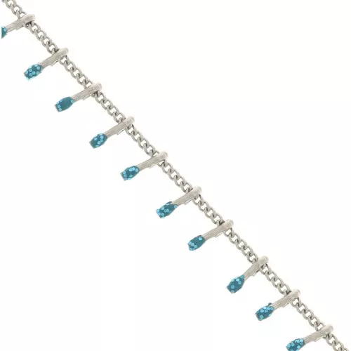 Cadena eslabón pulsera - resina epoxi 6mm -Turquesa lentejuelas - Acero inox x90cm
