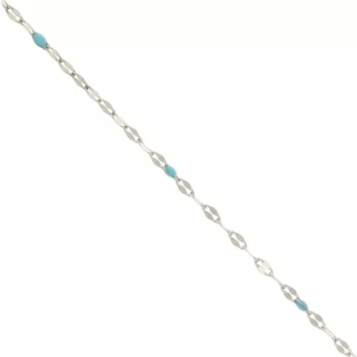 Cadena eslabón de fantasía - resina epoxi 1.5 mm - Azul claro - Acero inox x90cm