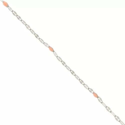 Cadena eslabón de fantasía - resina epoxi 1.5 mm - Saumon - Acero inoxydable x90cm